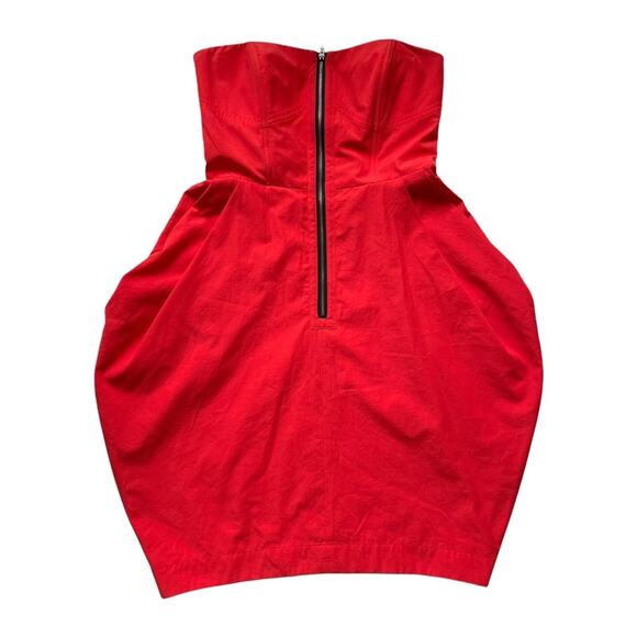Hayden Harnett Blake Dress Strapless Tulip Pockets Red Zipper Front Red M GUC - Picture 1 of 11
